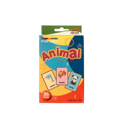 Children's animal flash card set box, 36 English word cards for kids