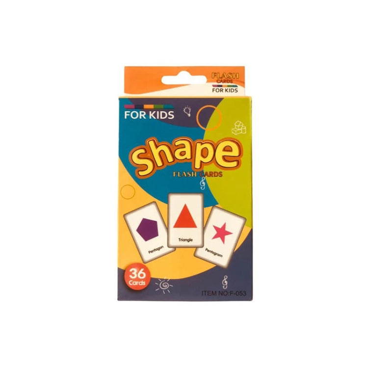 Children's shape flash card set box, 36 English word cards for kids