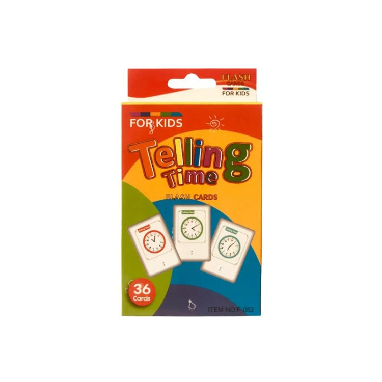 Children's telling time flash card set box, 36 English word cards for kids