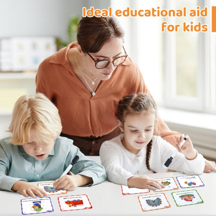 Children's word learning flashcards spread on a table for kids to practice