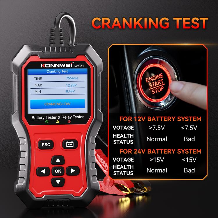 KONNWEI 2 In 1 Car Relay Tester Battery Tester, KW371