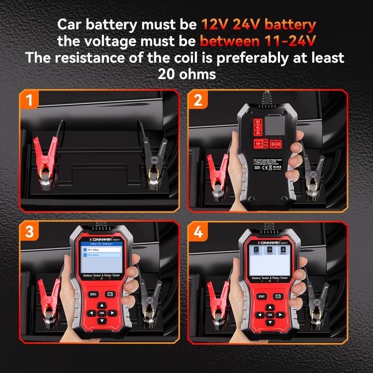 KONNWEI 2 In 1 Car Relay Tester Battery Tester, KW371