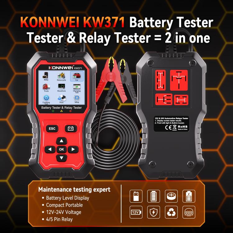 KONNWEI 2 In 1 Car Relay Tester Battery Tester, KW371