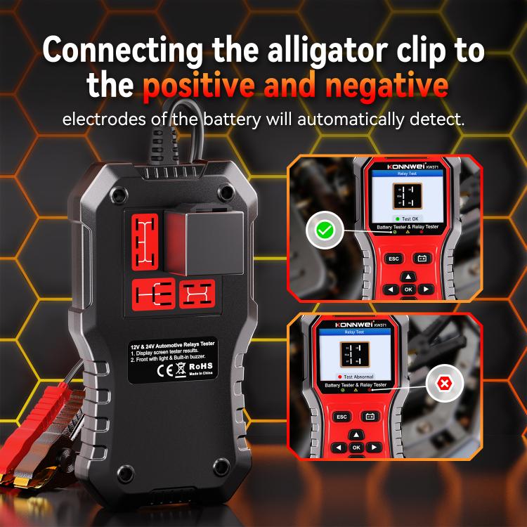KONNWEI 2 In 1 Car Relay Tester Battery Tester, KW371
