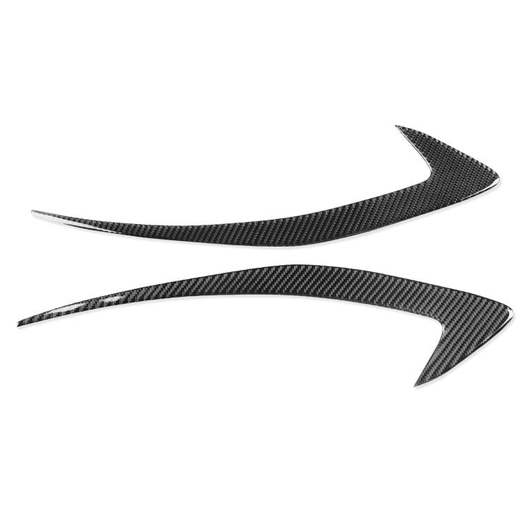 Black carbon-fiber headlight eyebrow sticker set, curved 2 pcs
