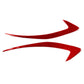 Red carbon-fiber headlight eyebrow sticker set, curved 2 pcs
