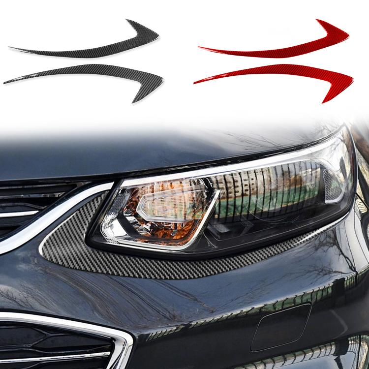 Headlight eyebrow sticker set with black and red carbon-fiber curved trims