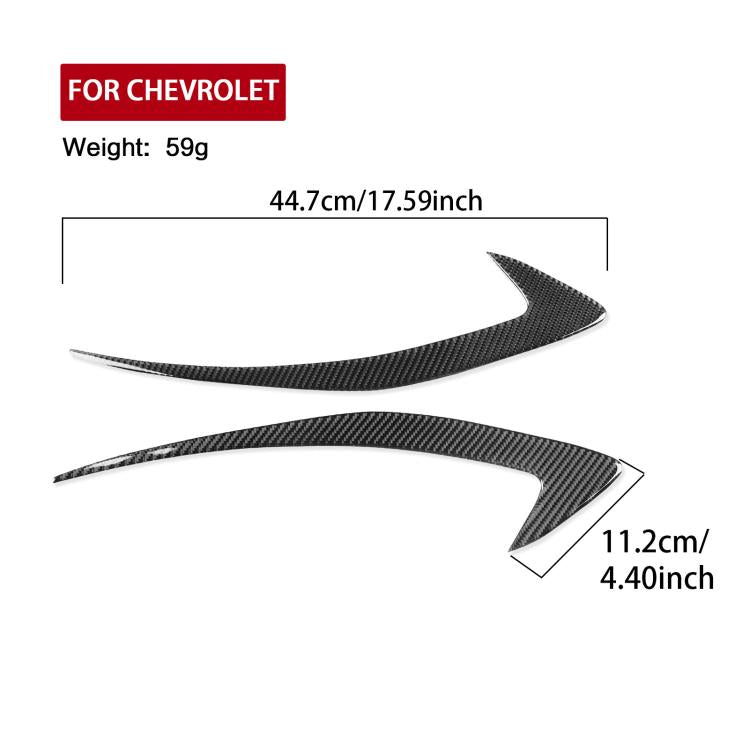 Black carbon-fiber headlight eyebrow sticker set, curved 2 pcs