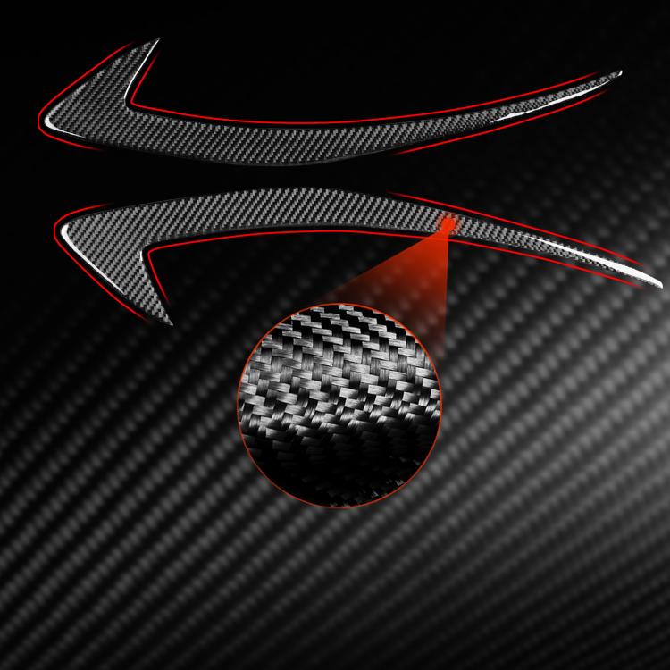 Carbon-fiber headlight eyebrow stickers, black weave with red outline detail