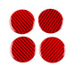 Red carbon-fiber wheel hub sticker set of four round discs with red edge