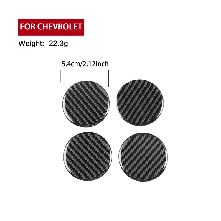 Four black carbon-fiber wheel hub stickers, round 2.12 in discs