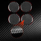 Carbon-fiber wheel hub sticker set: four black round stickers with red border