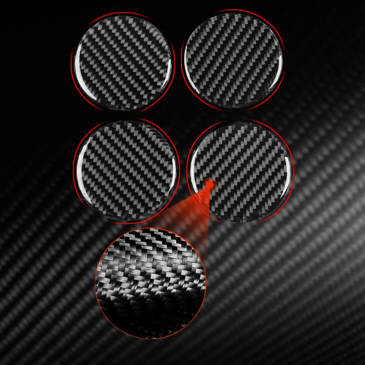 Carbon-fiber wheel hub sticker set: four black round stickers with red border