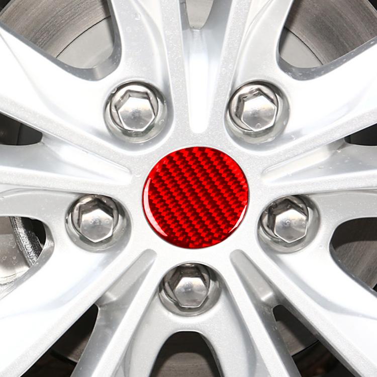 Red carbon-fiber wheel hub center sticker, round disc
