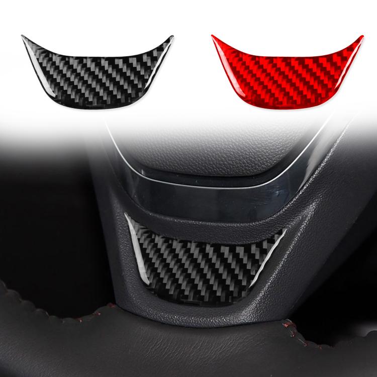Carbon-fiber steering wheel sticker inserts, black and red curved half-moons