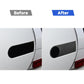 Carbon-fiber spare tire decoration sticker, black with round cutout on vehicle panel
