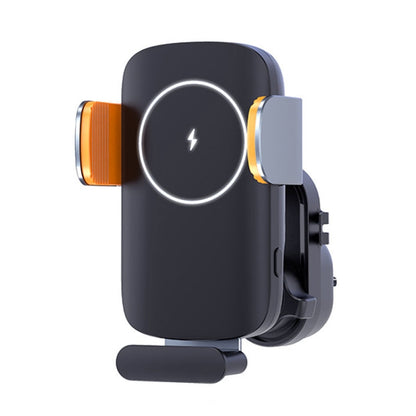 Black car air-vent wireless charger phone holder with glowing charging ring cradle