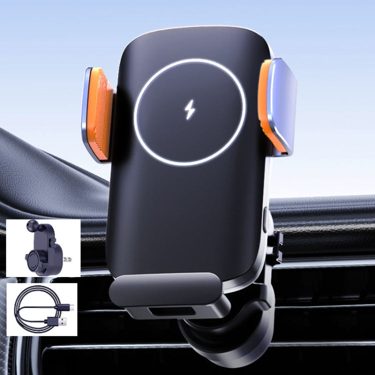 Black car air-vent wireless charger phone holder with adjustable cradle stand