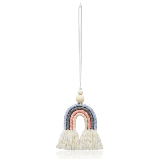 Hand-woven Wood Beads Cotton Rope Rainbow Car Aromatherapy Pendant