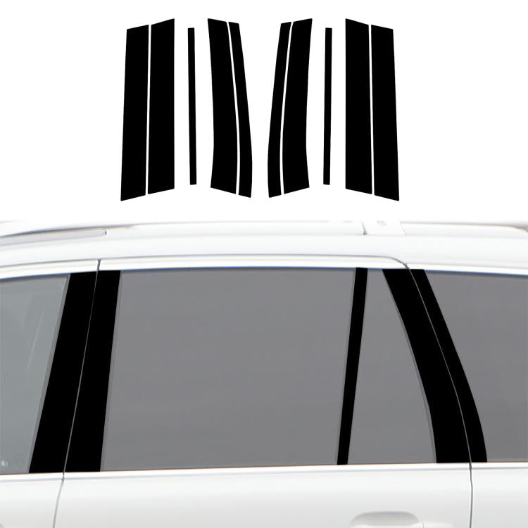 Black vertical-stripe B-pillar sticker strips on car window area