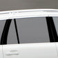 Close-up of black vertical stripe B-pillar stickers on window trim