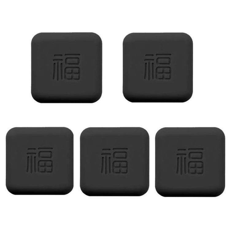 Black silicone door closing anti-collision pads, 5-piece set, square protective bumpers