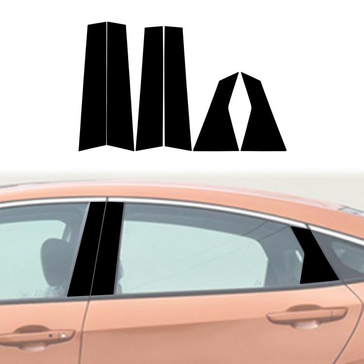 Black B-pillar decorative stickers applied on car window pillar