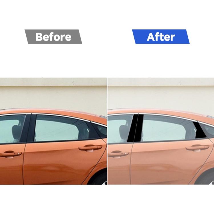 Black B-pillar decorative stickers on sedan door pillars, driver side view