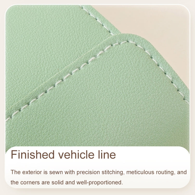 Green jewelry bag with stitched edge seam detail for reinforced book-style cover