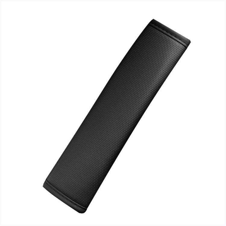 Black seat belt shoulder pad cover, rectangular with textured fabric