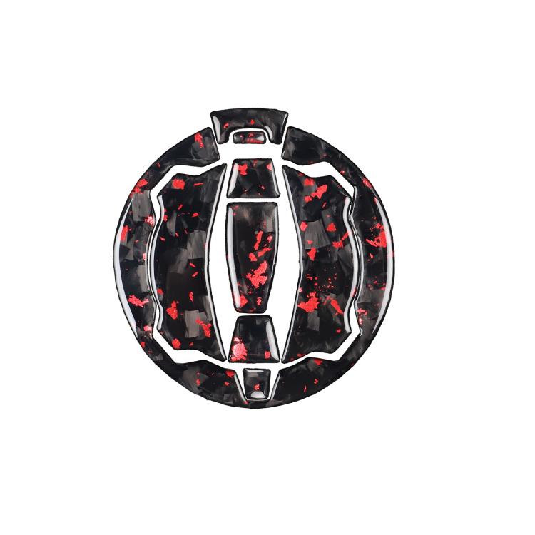Fuel tank cap decoration sticker, black with red splatter pattern