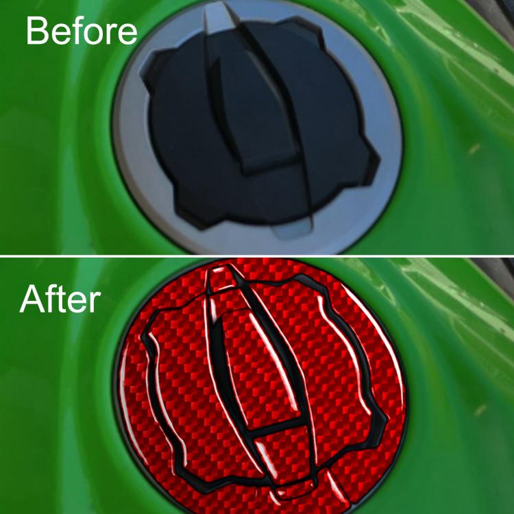 Fuel tank cap decoration sticker, black design before and red design after