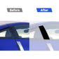 Black B-pillar decoration sticker panels applied along the car door pillar