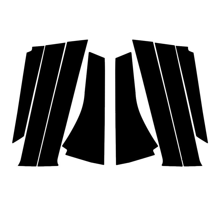 Set of black B-pillar decoration stickers with silver diagonal stripe accents