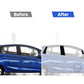 B-pillar decoration stickers with black panels and silver diagonal stripe detail