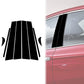 Black vertical B-pillar decorative sticker strips shown on a car side window area