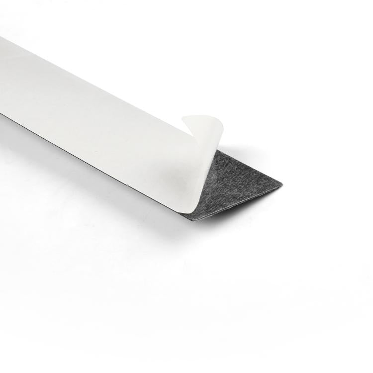 Adhesive B-pillar sticker trim strip with glossy black top and gray backing