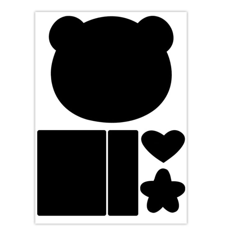 Self-adhesive fabric repair patch sticker sheet, bear head with heart and flower shapes