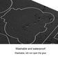 Black fabric repair patch sticker sheet with outlined shapes and water-bead texture