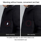 Black down jacket with self-adhesive fabric repair patch on sleeve