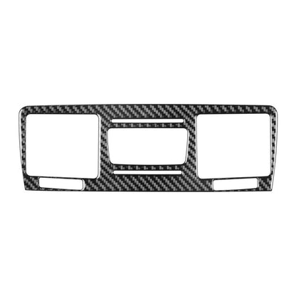 Black carbon-fiber middle air vent decorative sticker with three cutout openings