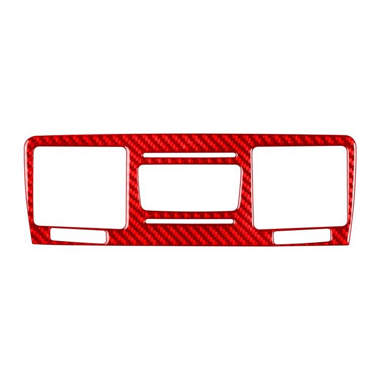 Red carbon-fiber middle air vent decorative sticker with three cutout openings