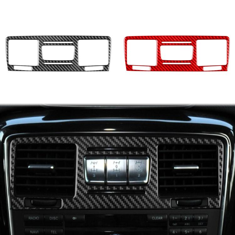 Set of middle air vent decorative stickers: black and red carbon-fiber cutouts