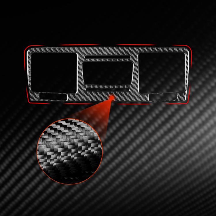 Black carbon-fiber middle air vent decorative sticker with red edge outline detail