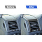 Car air vent trim with carbon-fiber style surround sticker on center console