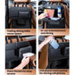 Black car seat back storage bag with folding dining table and organizer pockets