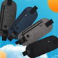 Travel waist packs in black, blue, and gray with zipper compartments and adjustable belts.