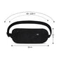 Black passport waist pack with adjustable belt; 35 cm width and 15 cm height shown.
