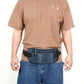 Dark blue waterproof waist pack with zip closure, worn at the waist with adjustable strap