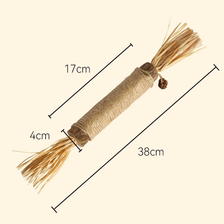 38cm sisal-wrapped silvervine cat toy with raffia tassels and brown seed ball